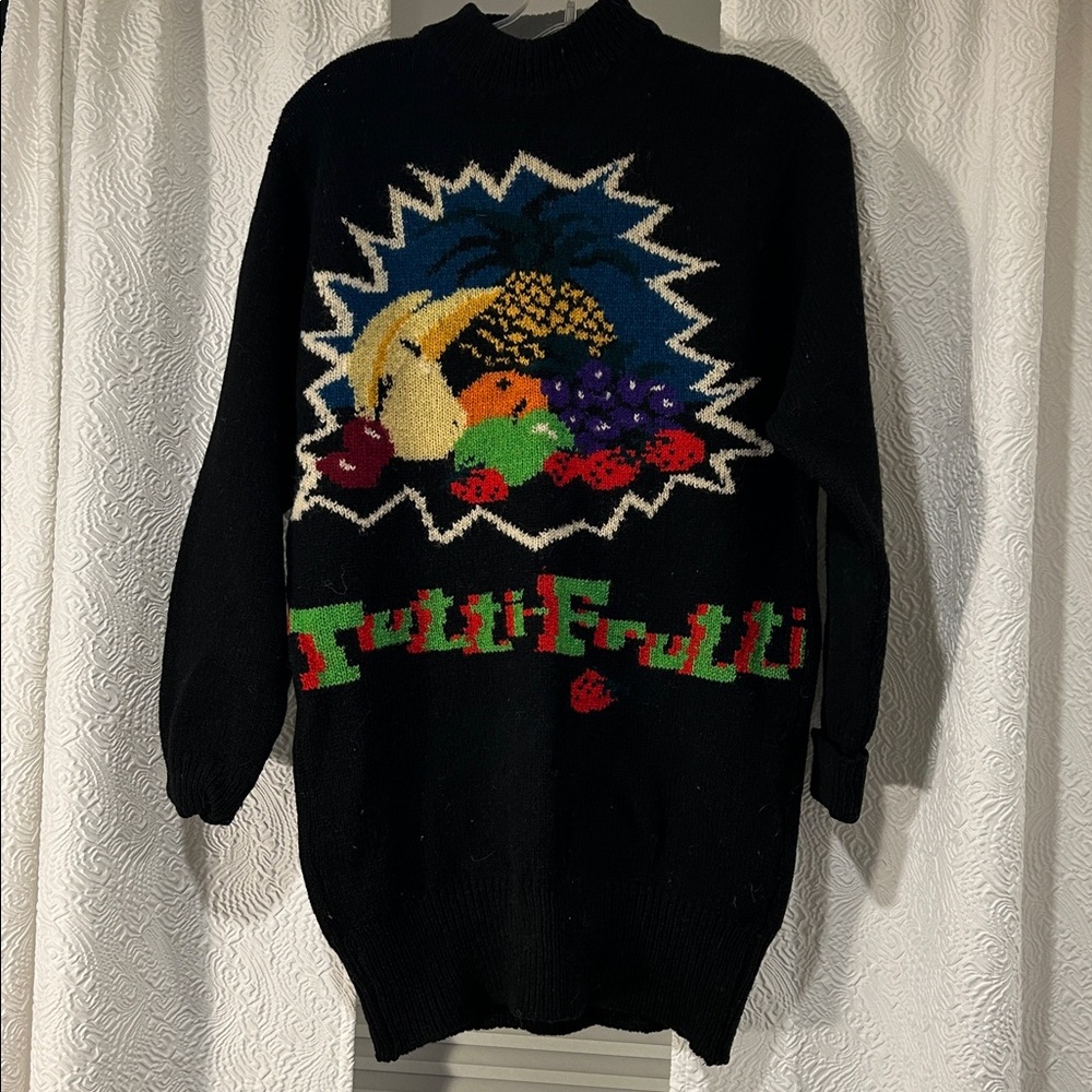 Corgi Wales Tutti Frutti Black 100% Wool Sweater